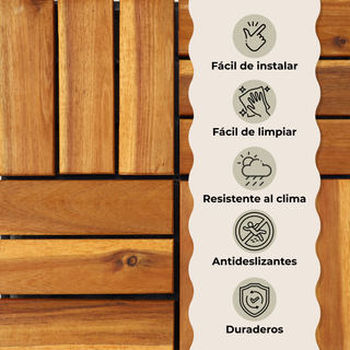Infografía con características del piso Piso Parquet Gold estilo parquet color gold