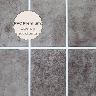 Detalle del acabado del azulejo autoadhesivo material PVC estilo columna Ceniza Volcánica.