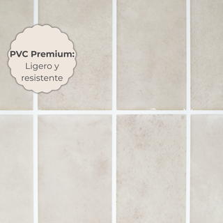 Detalle del acabado del azulejo autoadhesivo material PVC estilo columna Desierto Crema.