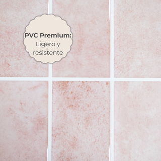 Detalle del acabado del azulejo autoadhesivo material PVC estilo columna Rosa Antigua.