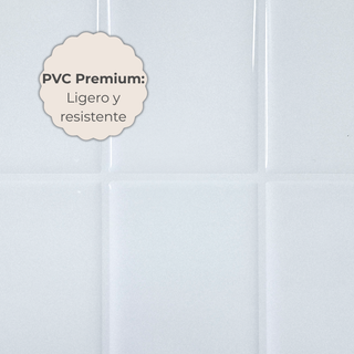 Detalle del acabado del azulejo autoadhesivo material PVC estilo subway Subway Blanco.
