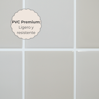 Detalle del acabado del azulejo autoadhesivo material PVC estilo subway Subway Perla.