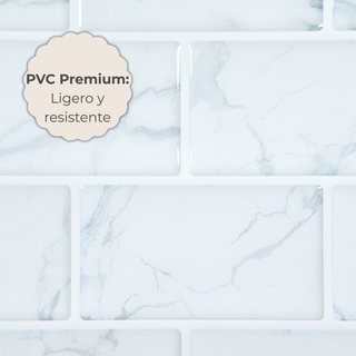 Detalle del acabado del azulejo autoadhesivo material PVC estilo ladrillo Mármol Nube.
