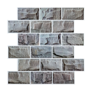 Vista frontal de azulejo autoadhesivo estilo ladrillo Piedra Alpina para cocina o baño.