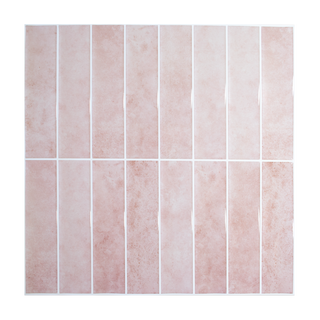Vista frontal de azulejo autoadhesivo estilo columna Rosa Antigua para cocina o baño.
