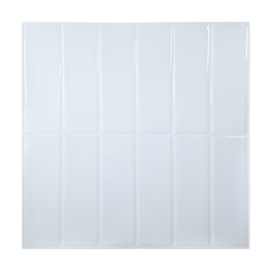 Vista frontal de azulejo autoadhesivo estilo subway Subway Blanco para cocina o baño.