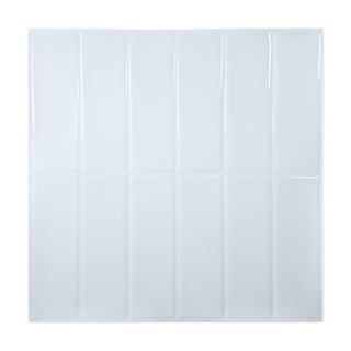 Vista frontal de azulejo autoadhesivo estilo subway Subway Blanco para cocina o baño.