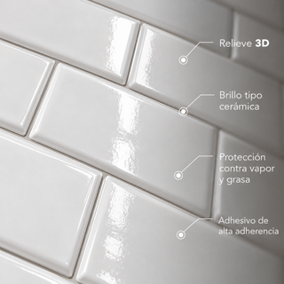 Azulejo Adhesivo Blanco Perla