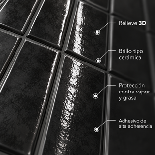 Azulejo Adhesivo Negro Carbón