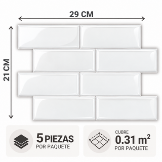 Azulejo Adhesivo Blanco Perla